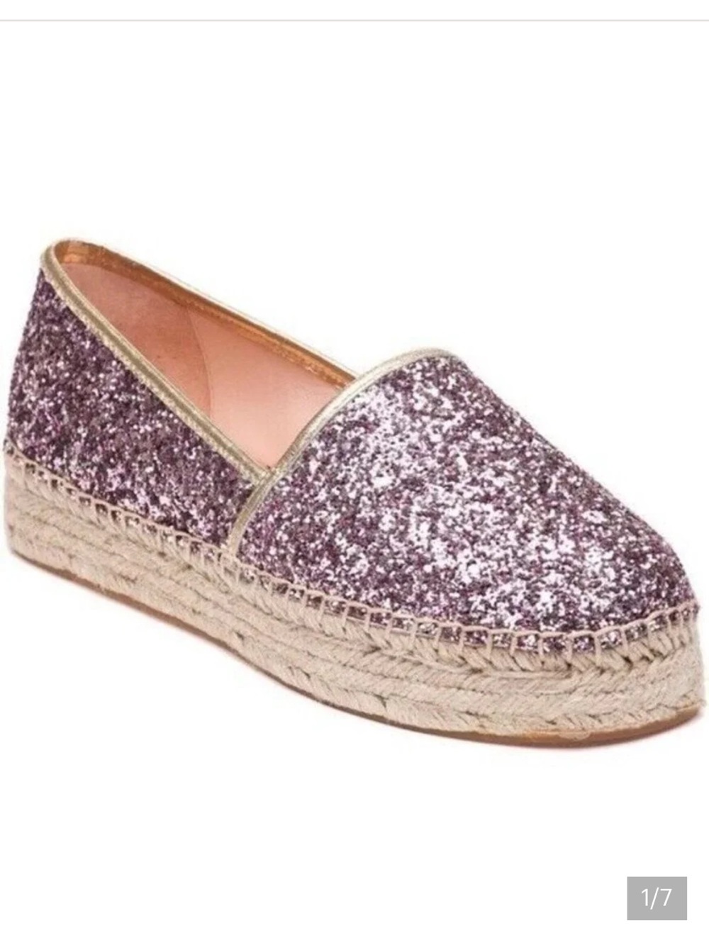Kate Spade 9 Pink Glitter Espadrille Platform Slip-Ons